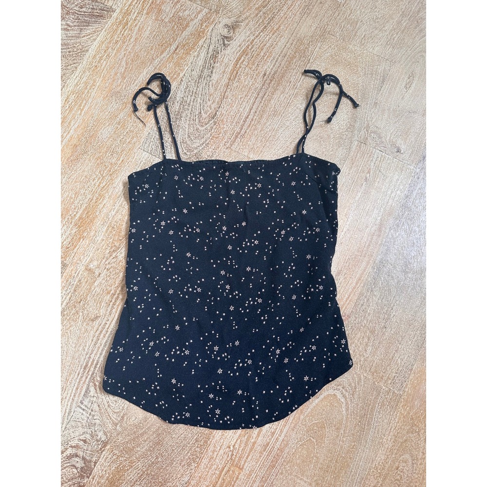 Reformation Black Celestial Star Print Camisole Top Adjustable Straps Size Small